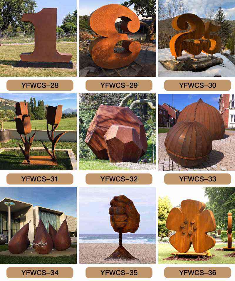 Modern Rusted Metal Garden Sculpture for Sale 