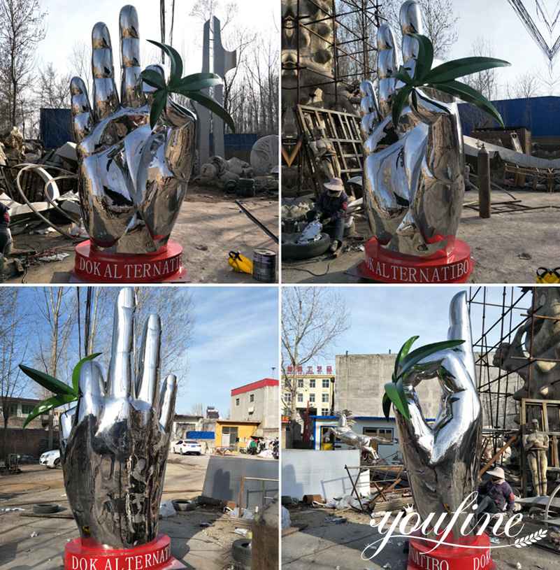 Outdoor Large Metal Hand Sculpture for Sale