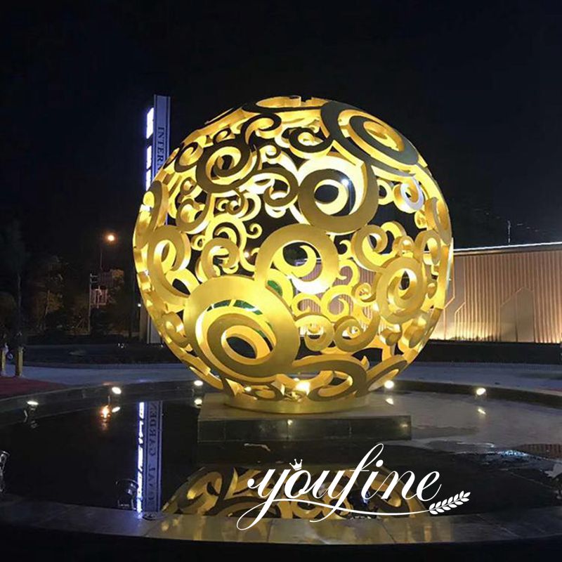 Outdoor Metal Hollow Ball Lighting Sculpture for Sale
