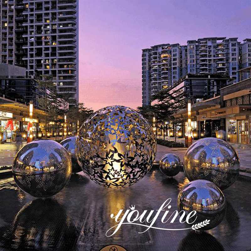 Outdoor Metal Hollow Ball Lighting Sculpture for Sale