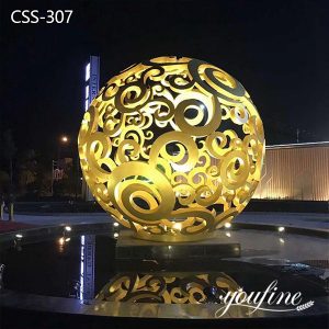 Outdoor Metal Hollow Ball Lighting Sculpture for Sale CSS-307