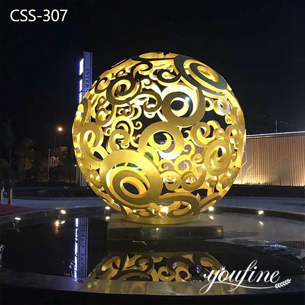 Outdoor Metal Hollow Ball Lighting Sculpture for Sale CSS-307