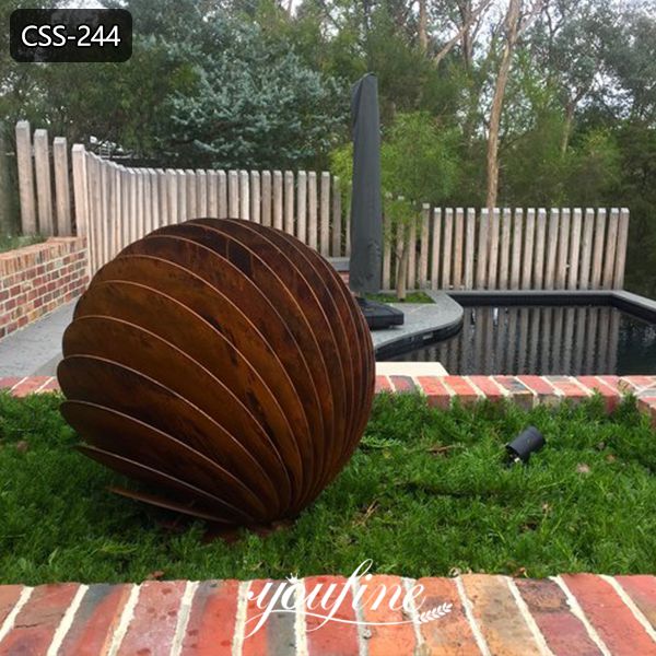 Outdoor Metal Landscape Decor Corten Steel Ball Sculpture for Sale