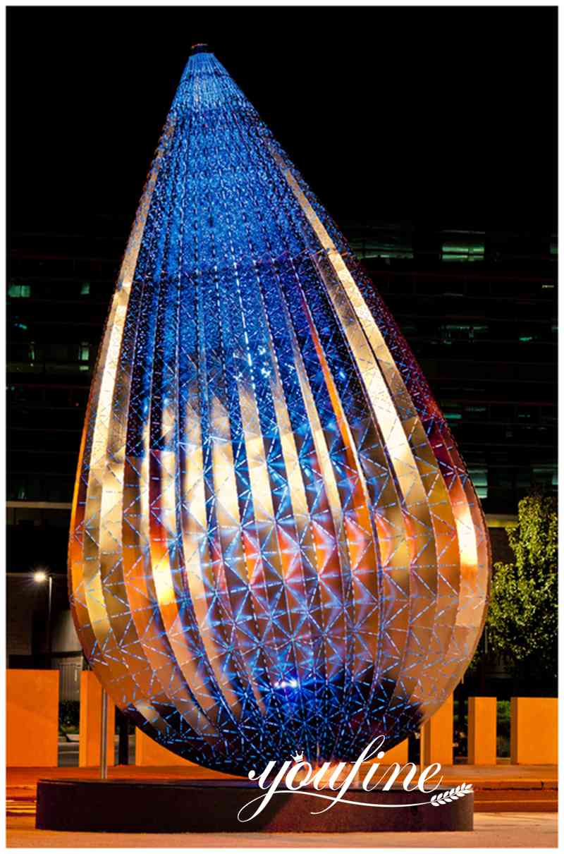 Public Art Giant Droplet Stainless Steel Light Sculpture for Sale CSS-306 - Garden Metal Sculpture - 1