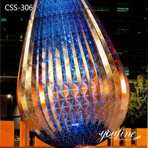 Public Art Giant Droplet Stainless Steel Light Sculpture for Sale CSS-306