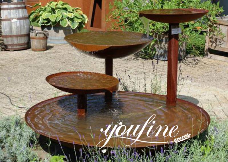 Rusty Garden Art Corten Steel Water Feature for Sale - Abstract Water Sculpture - 3