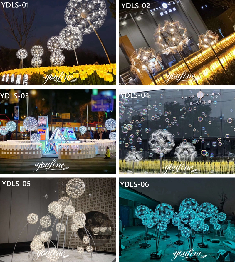 Shopping Mall Lighting Metal Dandelion Sculpture Decor