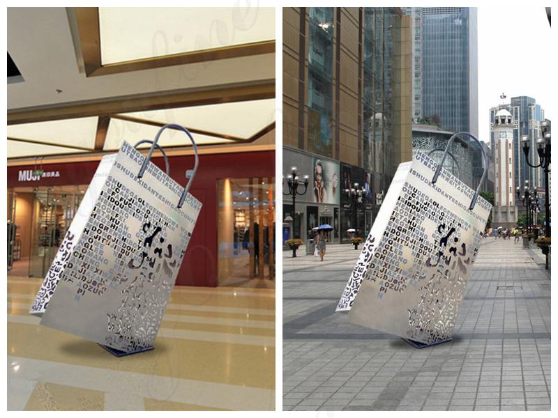 Stainless Steel Sculpture Metal Bag Shopping Mall Decor for Sale CSS-208 - Application Place/Placement - 1