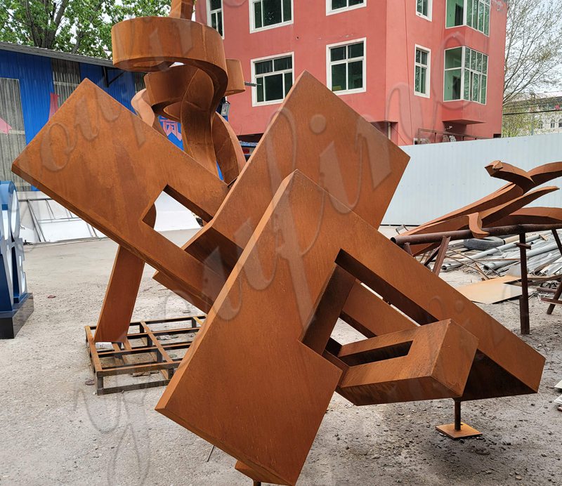 corten steel rusty garden sculpture 