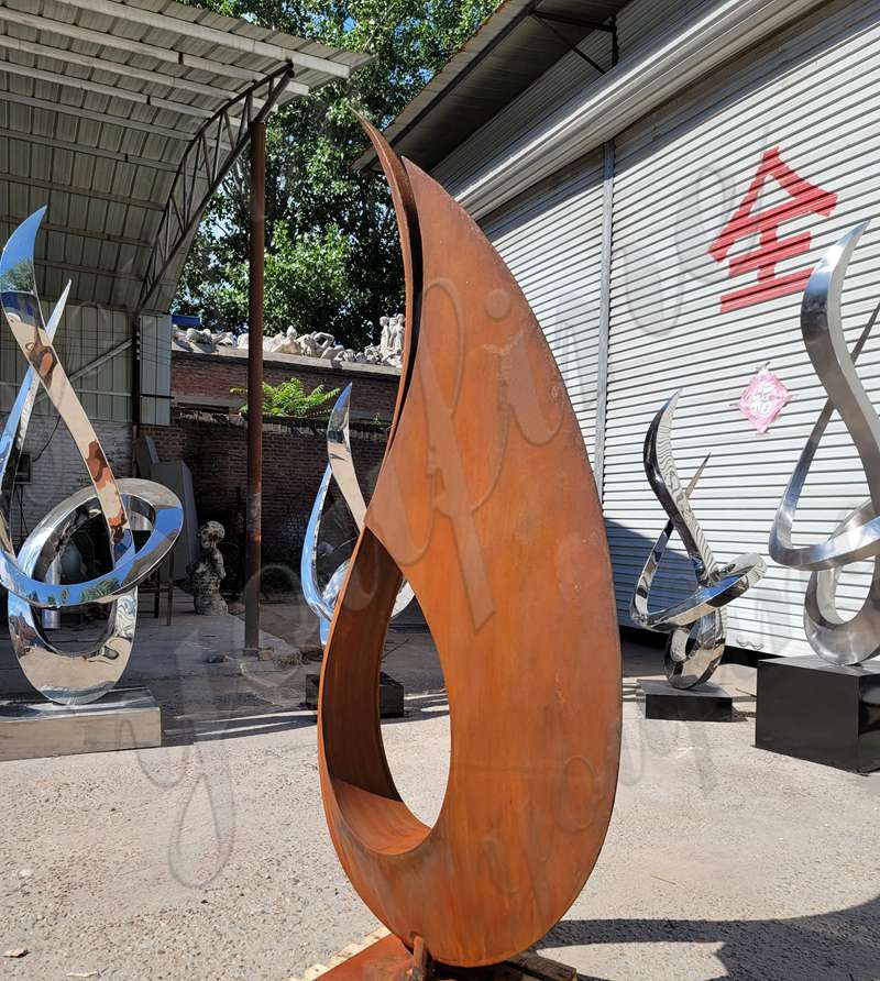 corten steel rusty garden sculpture 