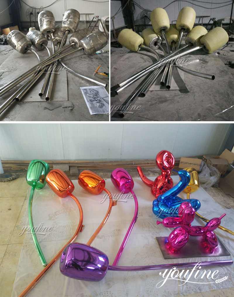 Outdoor Modern Metal Balloon Tulip Sculpture Factory Direct Sale CSS-18 - Square Sculpture - 2 large garden sculptures for sale