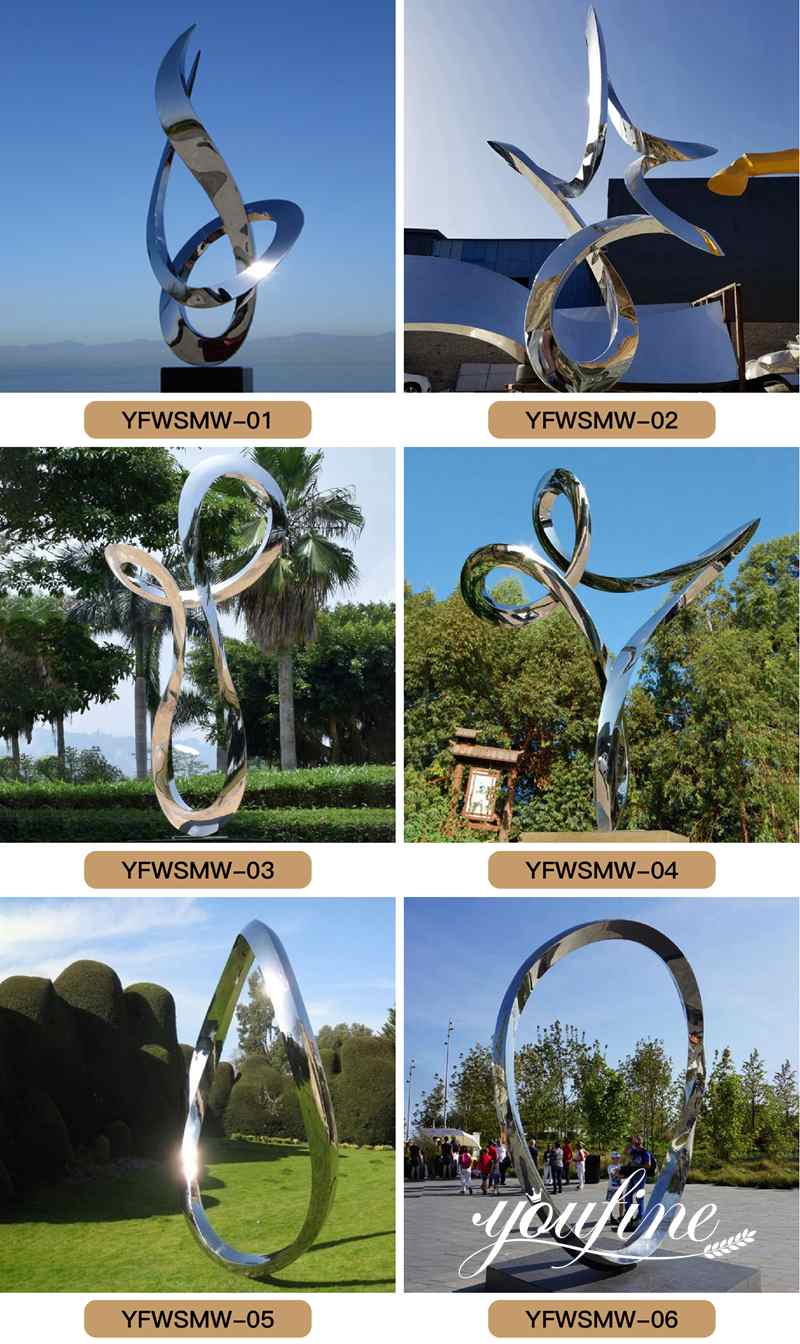 Mirror Polished Abstract Metal Ring Sculpture Garden Decor for Sale CSS-221 - Garden Metal Sculpture - 3