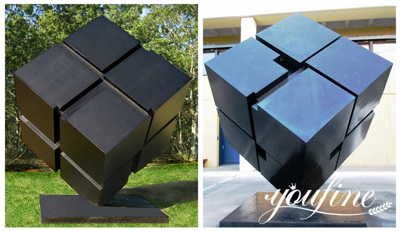 Polished Outdoor Cube Large Metal Garden Sculpture for Sale CSS-287 - Center Square - 1