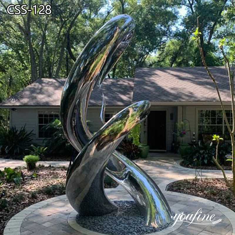 Garden Abstract Modern Metal Sculpture for Sale CSS-128 - Commercial Center Square - 1 stainless steel sculpture - YouFine Sculpture (1)