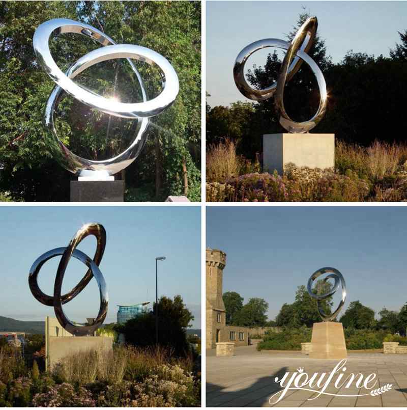Mirror Polished Abstract Metal Ring Sculpture Garden Decor for Sale CSS-221 - Garden Metal Sculpture - 1