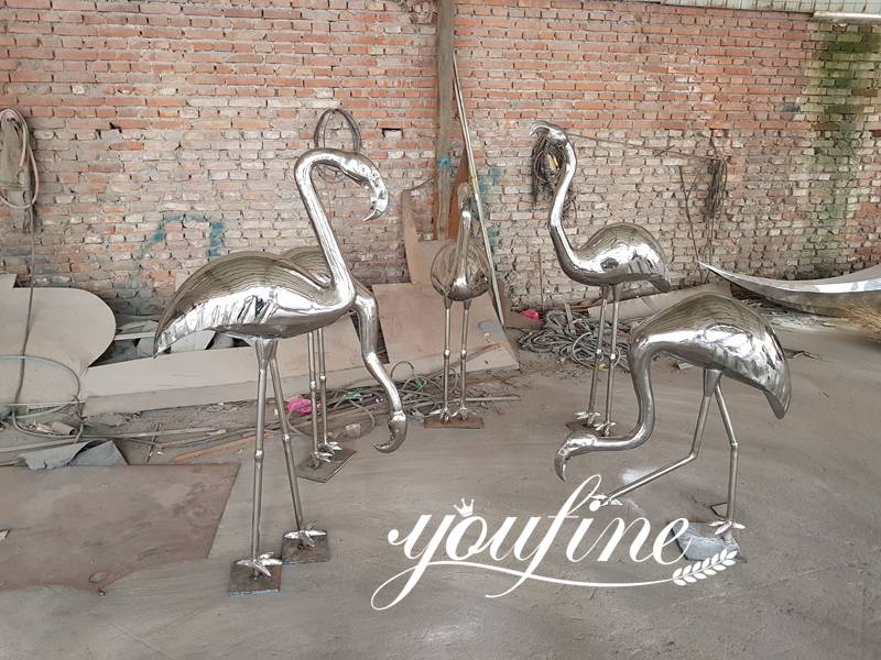 Mirror Metal Flamingo Animal Sculpture Stainless Steel Sculpture