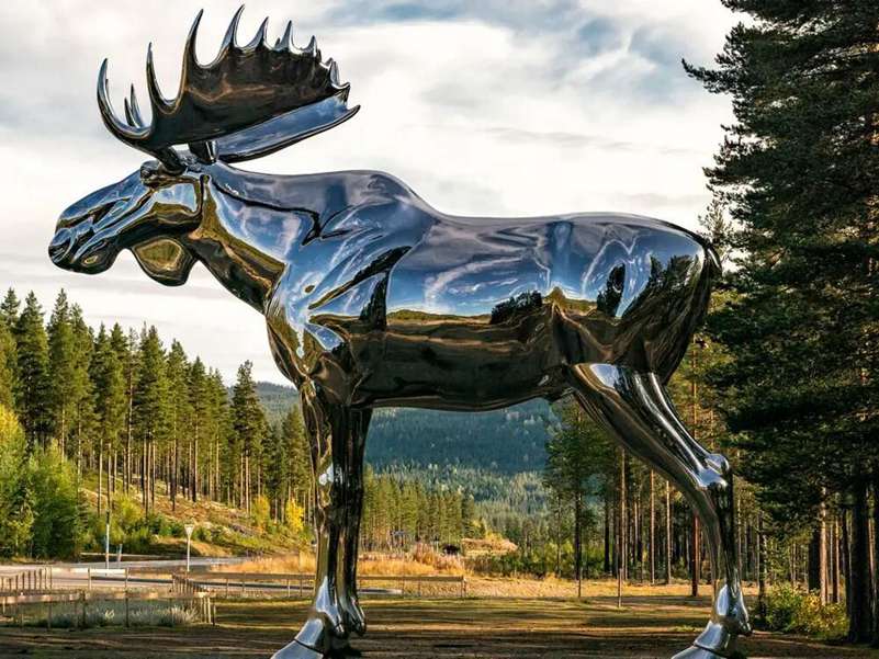 Big Mirror Metal Moose Sculpture Outdoor Garden Decor for Sale