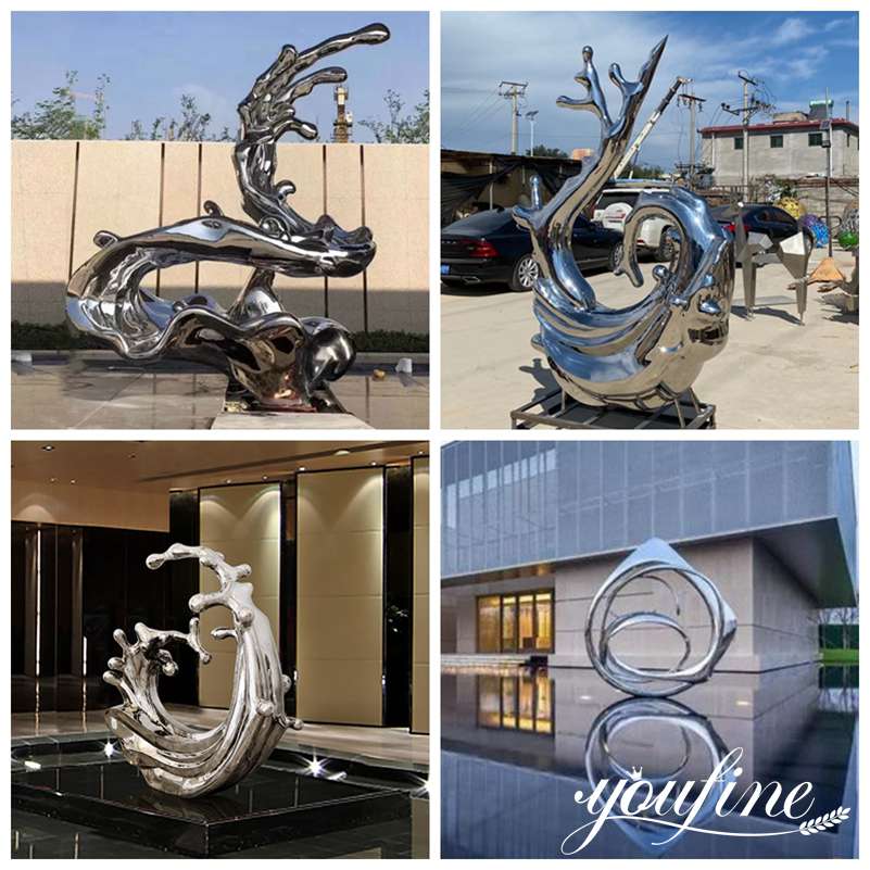 Abstract Polished Stainless Steel Waves Sculpture for Sale CSS-288 - Application Place/Placement - 2