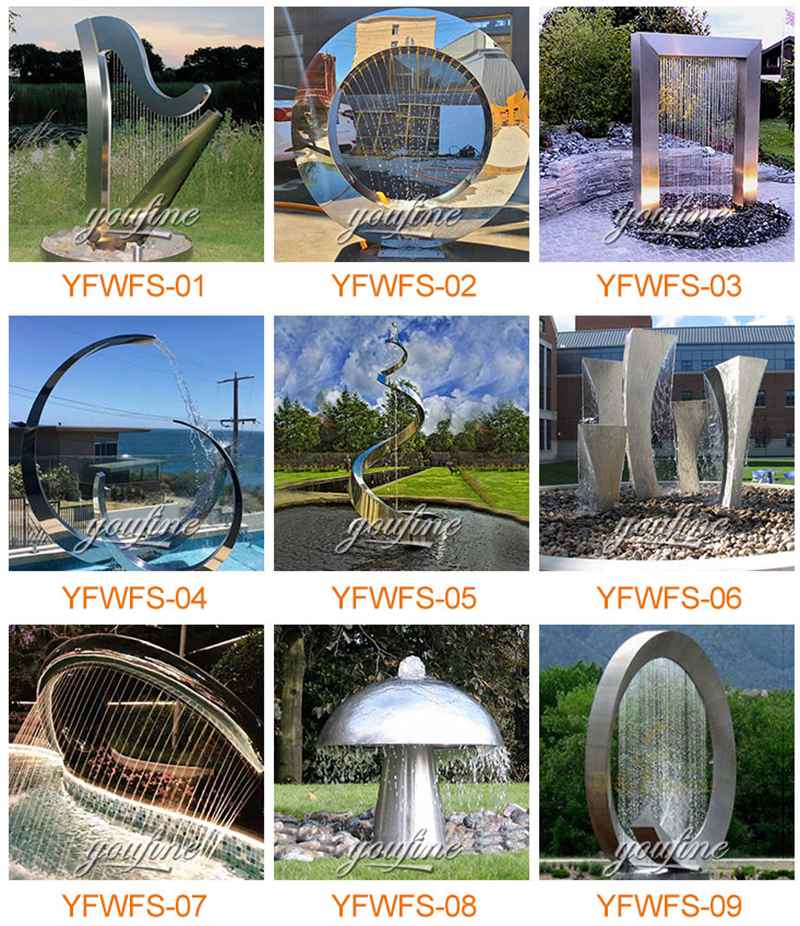 Outdoor Large Stainless Steel Fountain Lawn Decor for Sale CSS-290 - Abstract Water Sculpture - 4