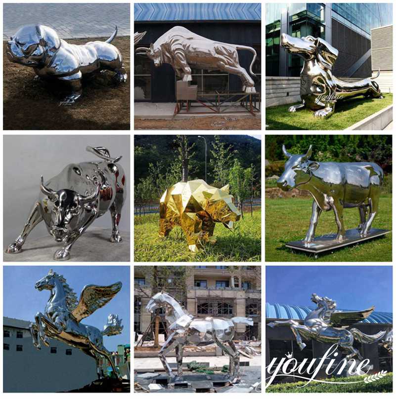 Big Mirror Metal Moose Sculpture Yard Garden Decor for Outdoor CSS-342 - Square Sculpture - 6 metal animal sculpture for sale