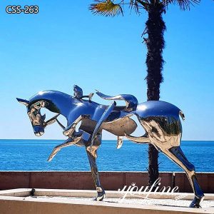 Abstract Metal Horseman Sculpture Hotel Garden Decor for Sale CSS-263