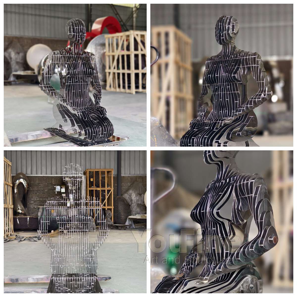Stainless Steel Disappear Female Sculpture CSS-325 - Application Place/Placement - 3 stainless steel disappearing sculpture