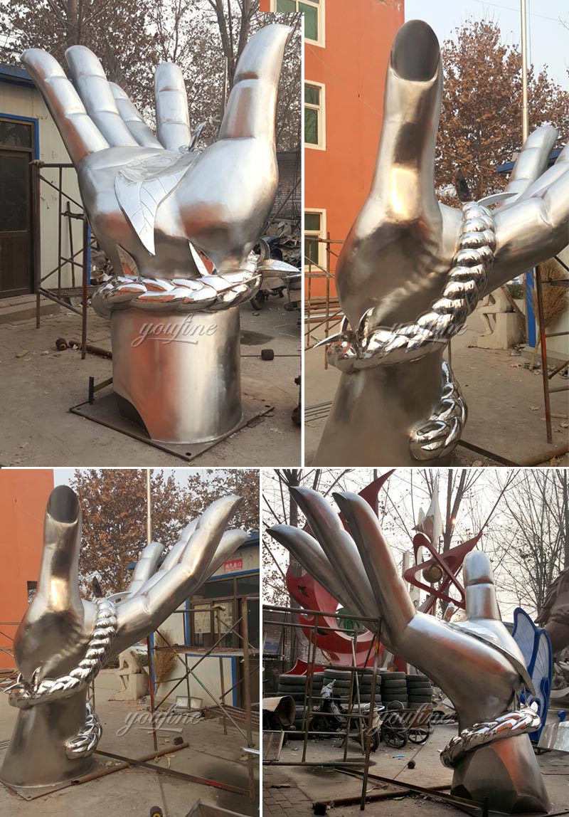 Large Outdoor Modern Abstract Stainless Steel Hand Sculpture for Sale CSS-07 - Application Place/Placement - 1