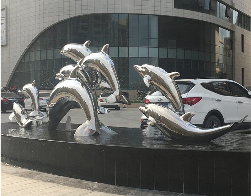 Metal Dolphin Sculptures