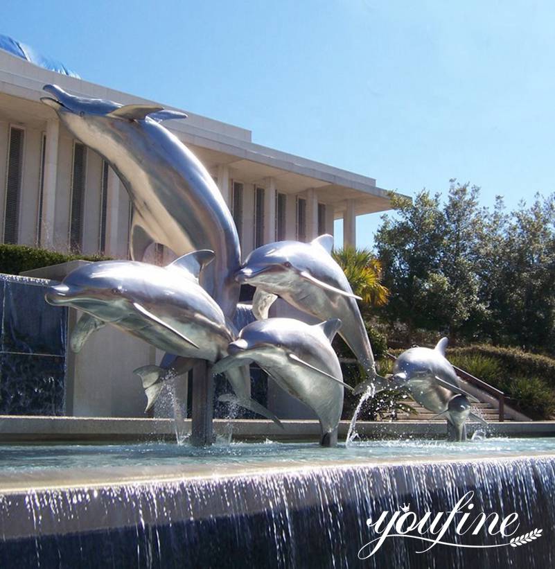 Metal Dolphin Sculptures Fountain Pool Decor Decor