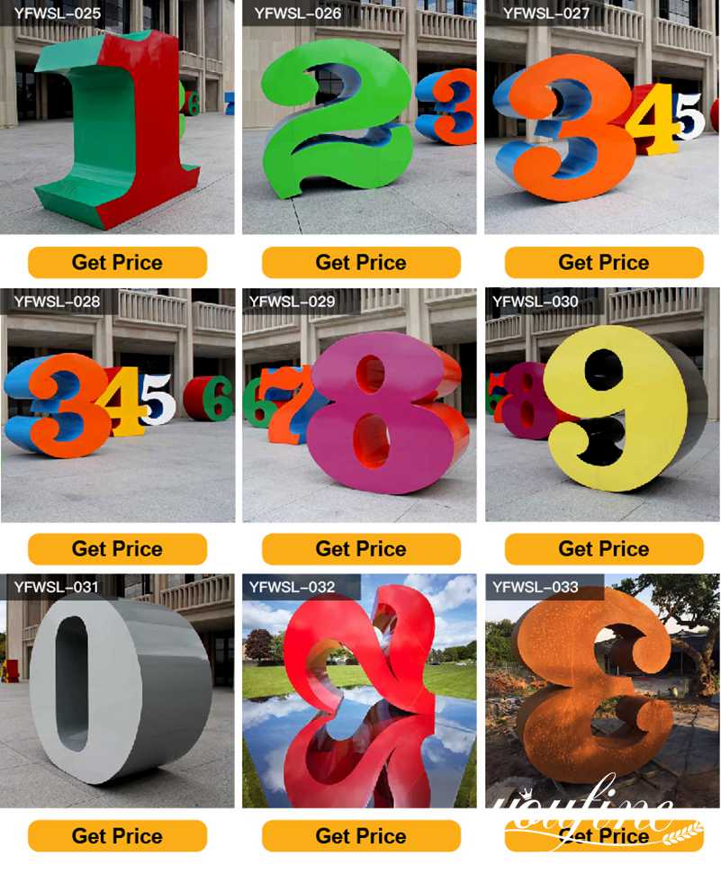 Metal Number Sculptures Outdoor Plaza Decor for Sale