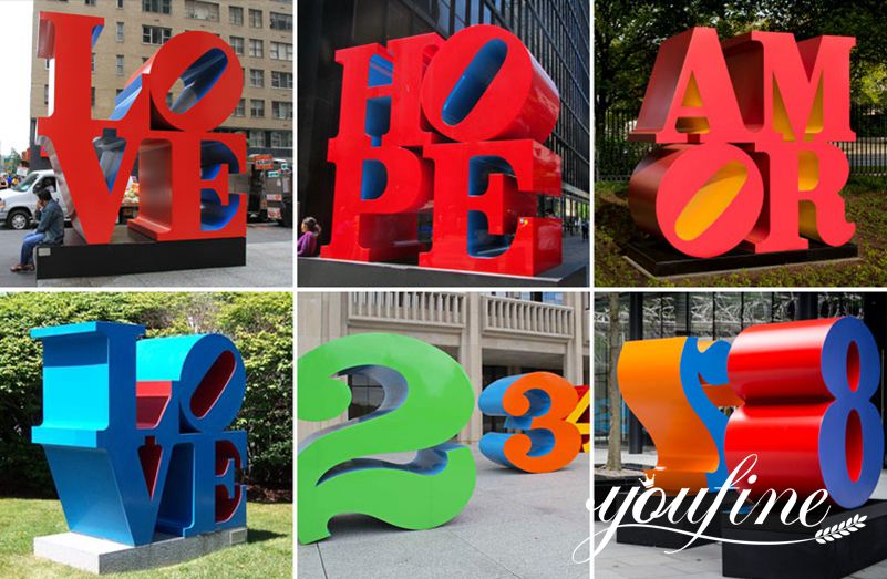 Painted Metal Letter Sculptures Outdoor Plaza Decor for Sale