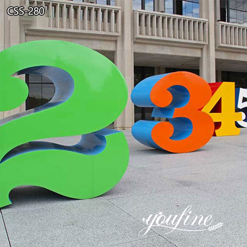 Painted Metal Number Sculptures Outdoor Plaza Decor for Sale