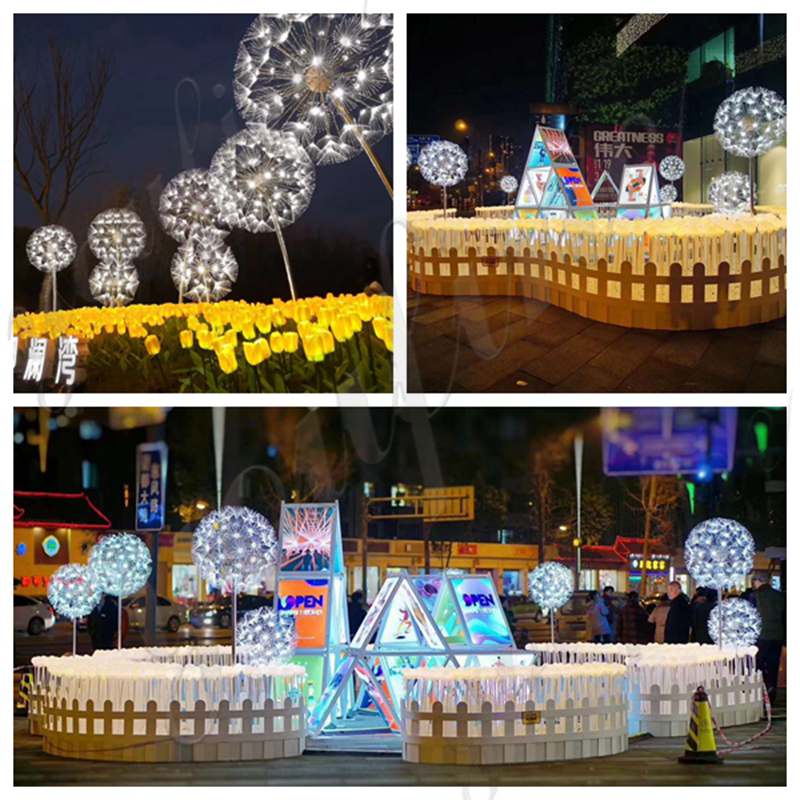 Large Square Metal Light Dandelion Sculptures for Sale CSS-295 - Application Place/Placement - 1