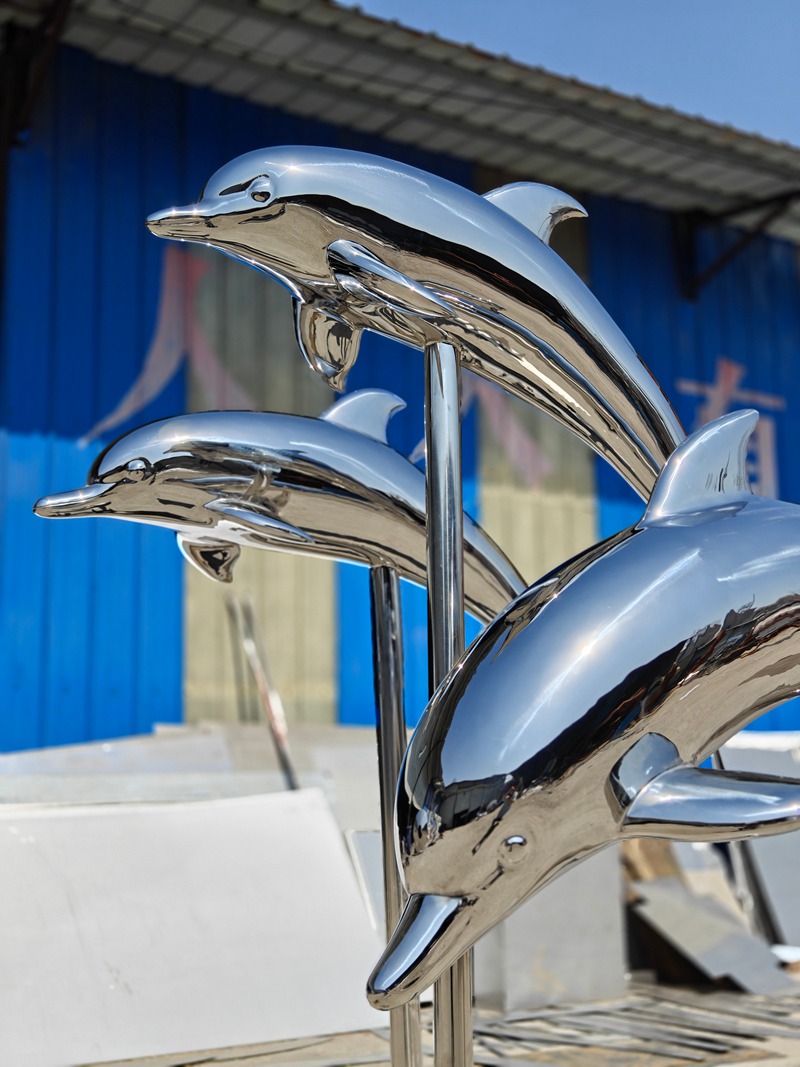 Large Metal Dolphin Sculptures for Pool CSS-351 - Application Place/Placement - 7 Metal Dolphin Sculptures