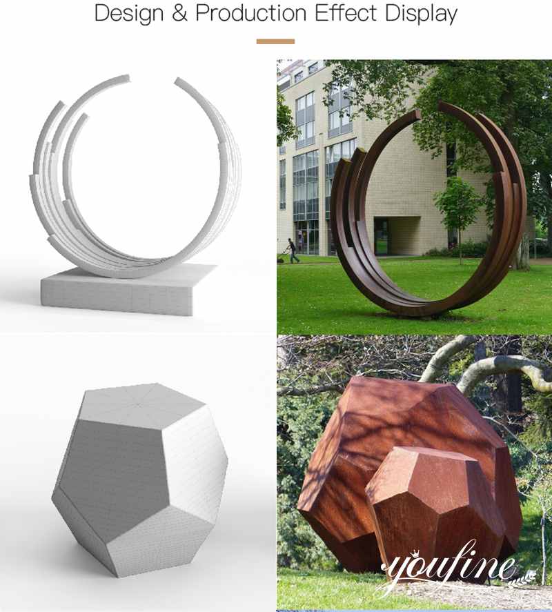 1 Outdoor Rusted Metal Sculptures