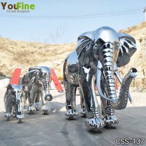 Polished Large Metal Elephant Sculptures Square Decor for Sale CSS-137