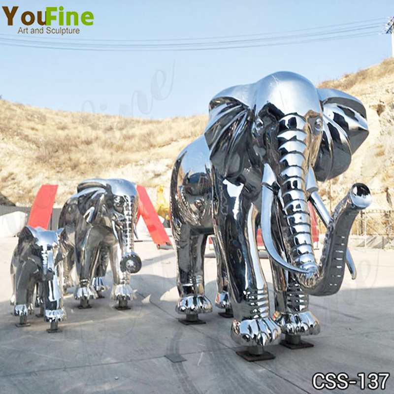 Large Metal Elephant Sculptures Square Decor for Sale