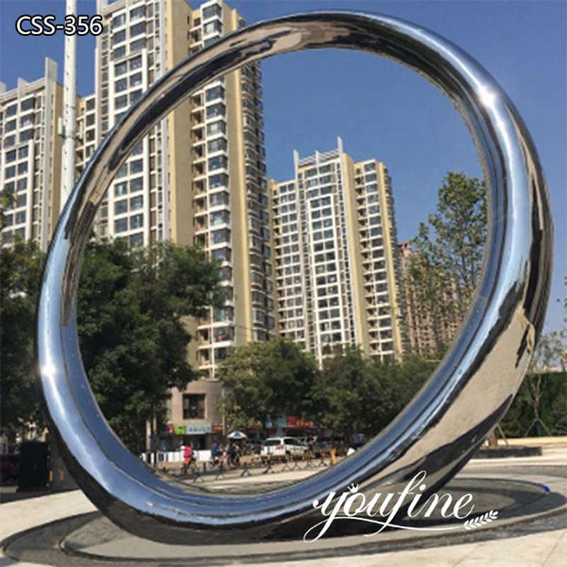 Large Polished Metal Stainless Steel Ring Sculpture for Sale