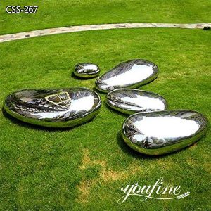 Polished Metal Cobblestone Sculpture Lawn Decor for Sale CSS-267