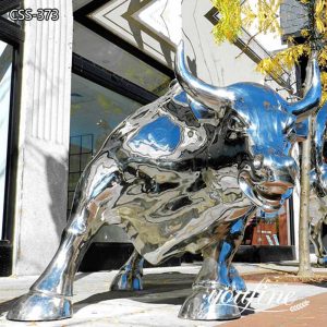 Large Polished Metal Wall Street Bull Statue for Sale CSS-373