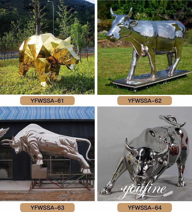 Large Polished Metal Wall Street Bull Statue for Sale CSS-373 - Application Place/Placement - 4