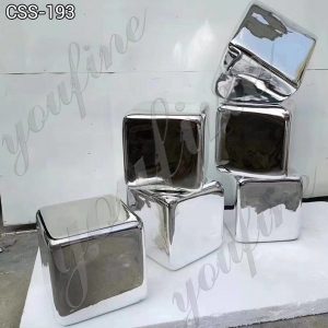 Mirror Polished Metal Cube Sculpture Garden Decor for Sale CSS-193
