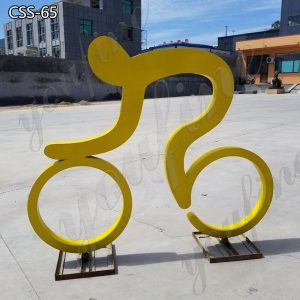 Modern Abstract Outdoor Street Metal Bicycle Sculpture for Sale CSS-65