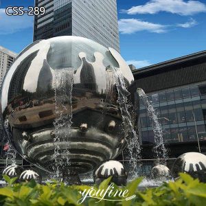 Modern Hollow Ball Metal Water Fountain Sculpture Outdoor Decor CSS-289