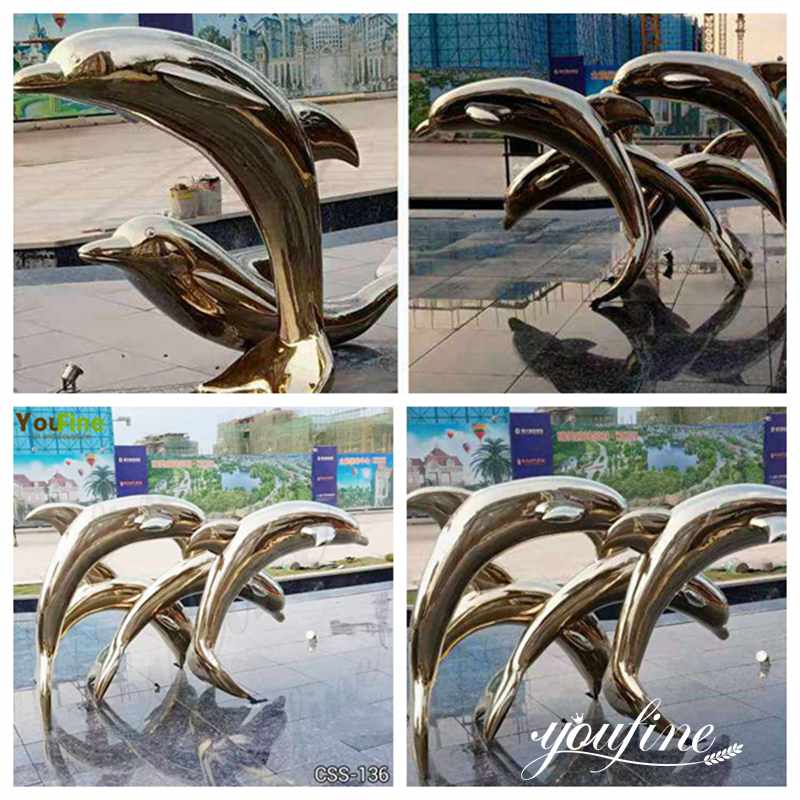 Modern Metal Dolphin Sculpture Outdoor from Factory Supply-