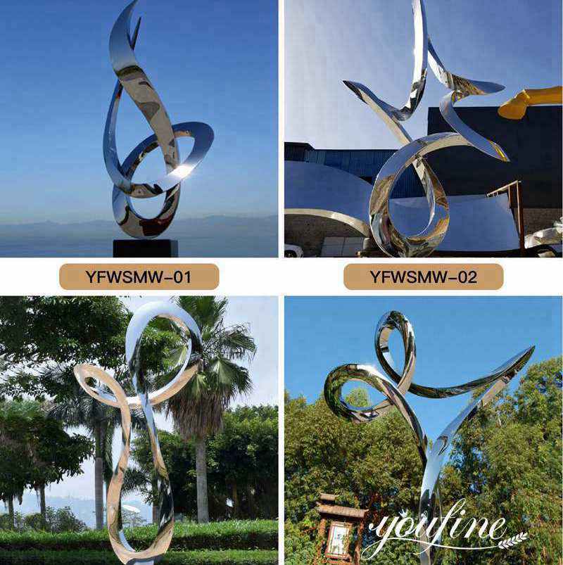 Modern Mirror Polished Metal Sculpture for Garden for Sale CSS-278 - Application Place/Placement - 4