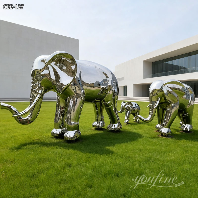 Polished Large Stainless Steel Elephant Sculptures CSS-137