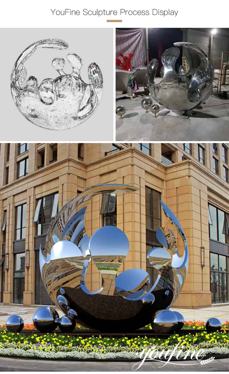Modern Hollow Ball Metal Water Fountain Sculpture Outdoor Decor CSS-289 - Abstract Water Sculpture - 2