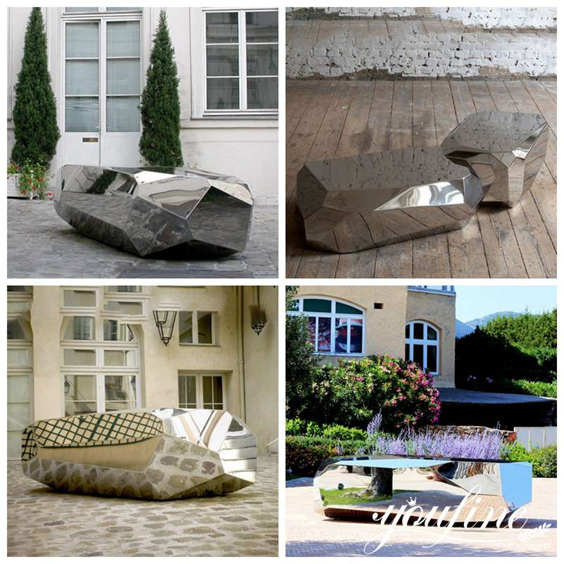 Garden Decor Stainless Steel Bench Sculpture Seating for Sale CSS-279 - Application Place/Placement - 1