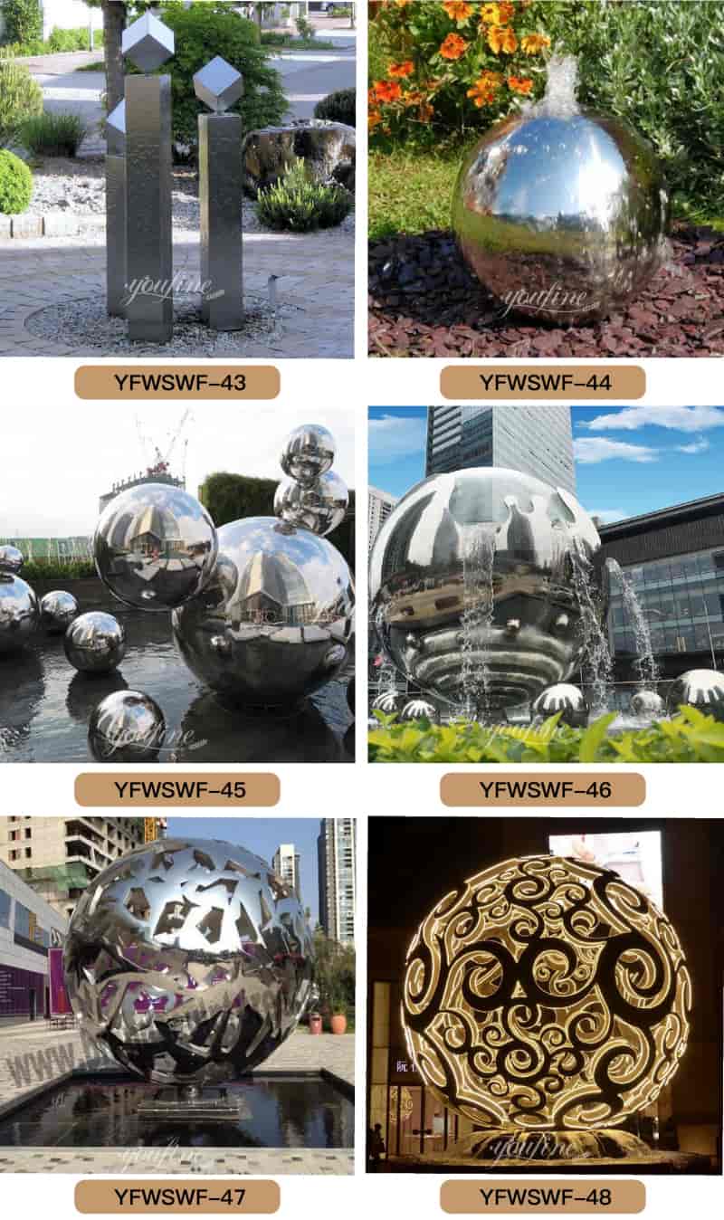 Modern Hollow Ball Metal Water Fountain Sculpture Outdoor Decor CSS-289 - Abstract Water Sculpture - 7